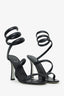 Rene Caovilla Black Leather Embossed Wrap 'Spark' Heels Size 39
