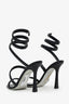 Rene Caovilla Black Leather Embossed Wrap 'Spark' Heels Size 39