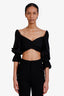 Zimmermann Black Cotton Pleated Puff Sleeve Cropped Top Size 0