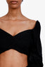 Zimmermann Black Cotton Pleated Puff Sleeve Cropped Top Size 0