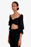 Zimmermann Black Cotton Pleated Puff Sleeve Cropped Top Size 0