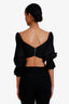 Zimmermann Black Cotton Pleated Puff Sleeve Cropped Top Size 0