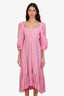 Farm Rio Pink Embroidered Ruffled Maxi Dress Size XS