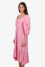 Farm Rio Pink Embroidered Ruffled Maxi Dress Size XS