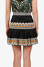 Amur Black Embroidered Ruffled Mini Skirt Size 0