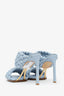 Bottega Veneta Blue Lido Leather Woven Sandals Size 40