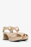 Prada Nude Patent Leather Crisscross Platform Sandals Size 39