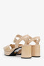 Prada Nude Patent Leather Crisscross Platform Sandals Size 39