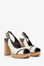 Chloe White/Brown Wood Block Heel Size 40