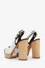 Chloe White/Brown Wood Block Heel Size 40