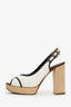 Chloe White/Brown Wood Block Heel Size 40