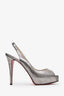 Christian Louboutin Silver Metallic No Prive Slingback Pumps Size 40