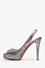 Christian Louboutin Silver Metallic No Prive Slingback Pumps Size 40