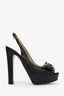 Valentino Black Leather Rockstud Peep Toe Bow Platform Pumps Size 39.5