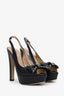 Valentino Black Leather Rockstud Peep Toe Bow Platform Pumps Size 39.5