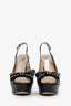 Valentino Black Leather Rockstud Peep Toe Bow Platform Pumps Size 39.5