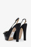 Valentino Black Leather Rockstud Peep Toe Bow Platform Pumps Size 39.5