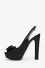 Valentino Black Leather Rockstud Peep Toe Bow Platform Pumps Size 39.5