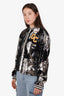 Greta Constantine Silver/Black Sequin Zip-up Bomber Jacket Size 4
