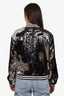 Greta Constantine Silver/Black Sequin Zip-up Bomber Jacket Size 4