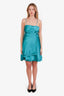 Prada Blue Silk Ruched Mini Dress Size 40