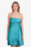 Prada Blue Silk Ruched Mini Dress Size 40