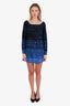 Miu Miu Blue/Black Silk Printed Long Sleeve Mini Dress Size 42