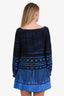 Miu Miu Blue/Black Silk Printed Long Sleeve Mini Dress Size 42