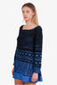 Miu Miu Blue/Black Silk Printed Long Sleeve Mini Dress Size 42