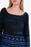 Miu Miu Blue/Black Silk Printed Long Sleeve Mini Dress Size 42