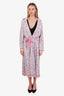 Pre-Loved Chanel™ Resort 2020 Pink/Grey Logo All Over Belted Robe Size 42