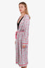 Pre-Loved Chanel™ Resort 2020 Pink/Grey Logo All Over Belted Robe Size 42