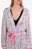 Pre-Loved Chanel™ Resort 2020 Pink/Grey Logo All Over Belted Robe Size 42