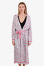 Pre-Loved Chanel™ Resort 2020 Pink/Grey Logo All Over Belted Robe Size 42