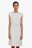 Gucci Cream Cotton Blend GG Logo Midi Dress Size 36