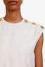 Gucci Cream Cotton Blend GG Logo Midi Dress Size 36