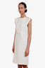 Gucci Cream Cotton Blend GG Logo Midi Dress Size 36