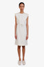 Gucci Cream Cotton Blend GG Logo Midi Dress Size 36