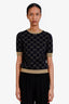 Gucci Black/Gold Cotton Logo Graphic Print Top Estimated Size S