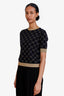 Gucci Black/Gold Cotton Logo Graphic Print Top Estimated Size S