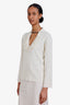 Gucci Cream Long Sleeve Ruffled Collar Top With Leather Buckle Detail Size XS