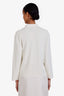 Gucci Cream Long Sleeve Ruffled Collar Top With Leather Buckle Detail Size XS