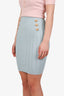 Balmain Blue Knit Midi Length Skirt Size 34