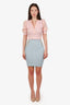 Balmain Blue Knit Midi Length Skirt Size 34