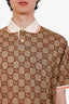 Gucci Beige GG Logo Jacquard Polo Silk/Cotton Shirt Size XL Mens