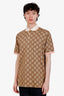 Gucci Beige GG Logo Jacquard Polo Silk/Cotton Shirt Size XL Mens