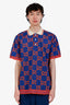 Gucci Blue/Orange Jacquard Jumbo GG Polo Shirt Size XL Mens