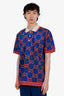 Gucci Blue/Orange Jacquard Jumbo GG Polo Shirt Size XL Mens