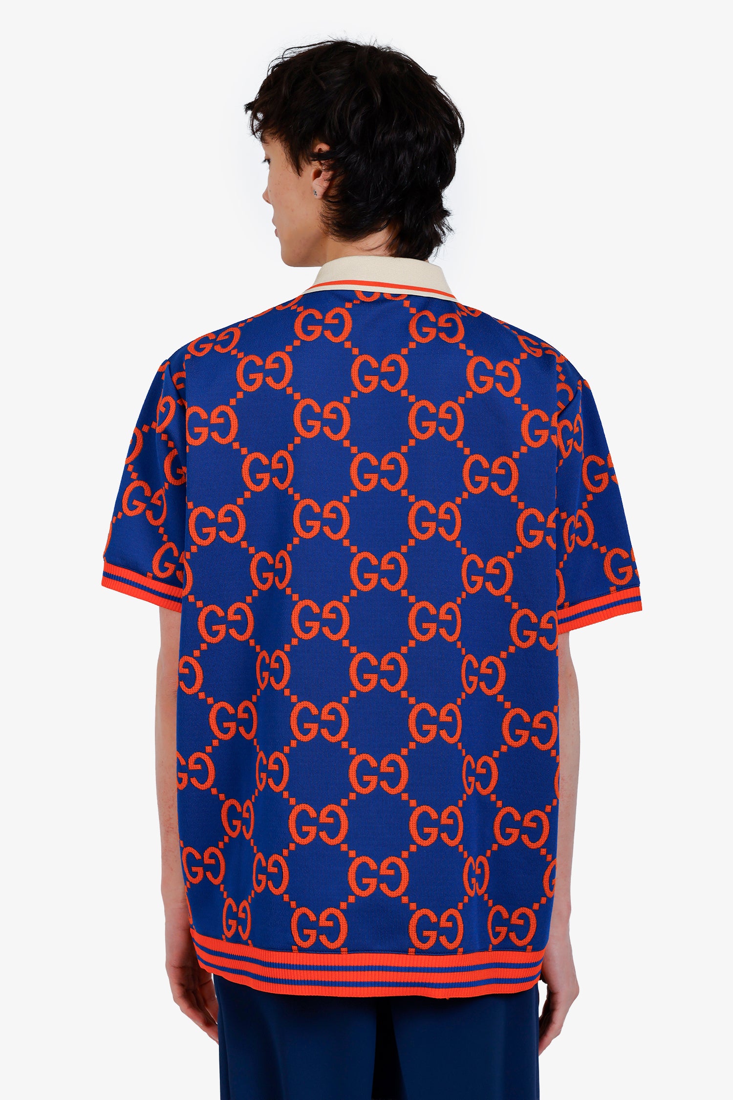 Gucci Blue/Orange Jacquard Jumbo GG Polo Shirt Size XL Mens – Mine