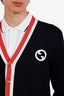 Gucci Navy/Red Wool Blend Cardigan Size S Mens
